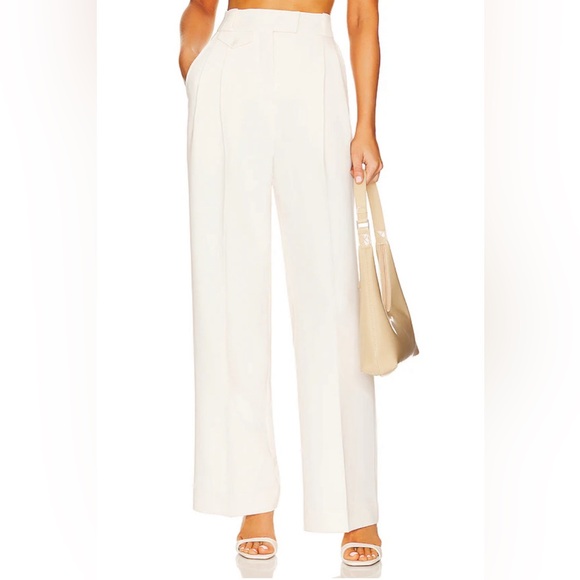 Irena Highwaisted Tailored Pant in Ivory - Picture 1 of 12